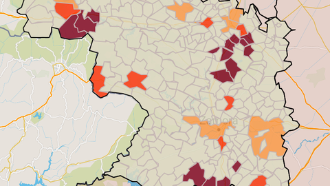 Mapa incidencia por municipios a 14 días (4 Mayo)