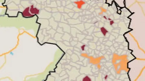 Mapa de municipios en nivel de riesgo muy alto