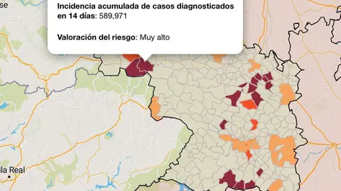 Mapa de incidencia de coronavirus por municipios (7 de mayo)