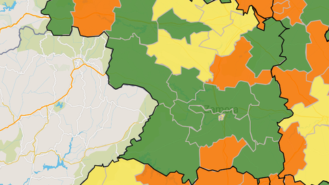 Mapa de zonas b&aacute;sicas de salud a siete d&iacute;as (7 de mayo)