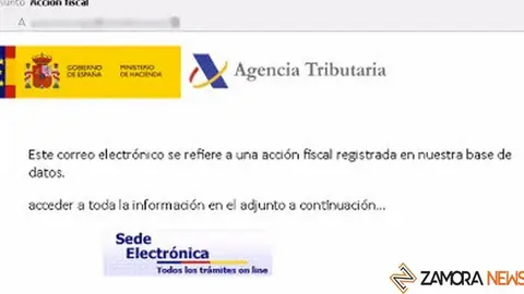Mensaje que envían los estafadores suplantando la página de la Agencia Tributaria