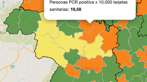 Incidencia por zonas básicas de salud a siete días (15 de mayo)