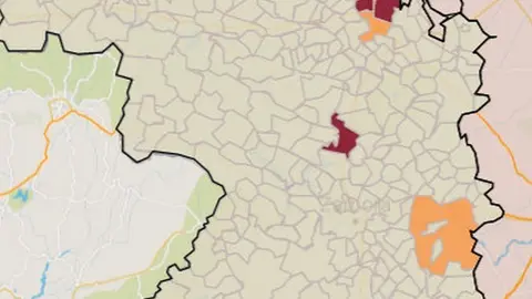 Mapa de incidencia de casos de más de 65 años