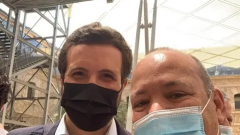 Barrios con el presidente nacional del PP, Pablo Casado