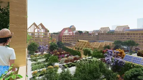 Recreación  digitalizada de la ciudad pospandemia diseñada por el español Vicente Guallart para China. Imagen: http://www.guallart.com/