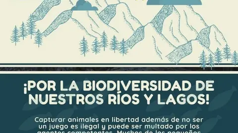 Cartel informativo contra la captura de peces y anfibios