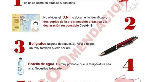 Cartel con las recomendaciones