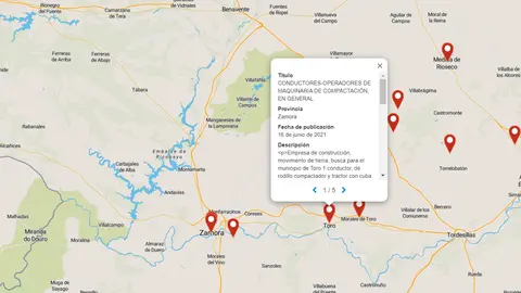 Mapa geolocalizado empleos ECYL