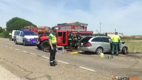 Accidente en la N-630 en San Cristóbal de Entreviñas