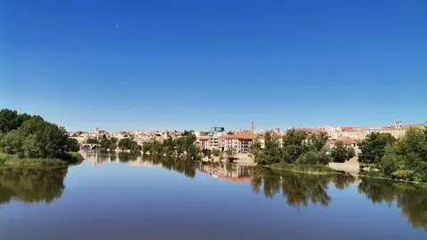 Vista del río Duero con la catedral al fondo