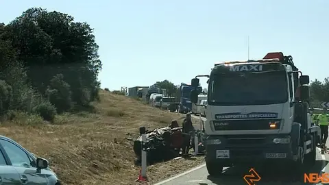Foto de archivo de un accidente similar también en la N-631 a la altura de Tábara