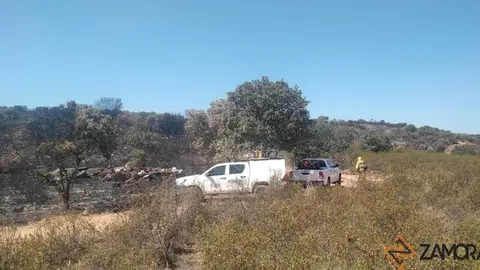 Foto de archivo de cuadrillas en el fuego de Granja de Moreruela