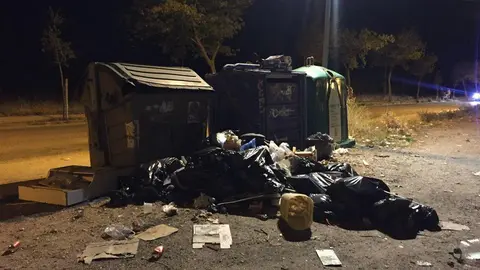 Contenedor y basura por el suelo en Zamora.