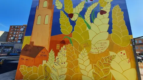 Estado del mural en el centro Miguel Delibes. Fotografía: Interbenavente.es