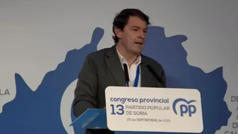 Mañueco durante el congreso provincial del PP de Soria