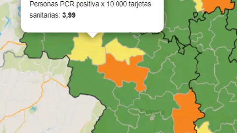 Casos activos por ZBS en la última semana (6 de octubre)