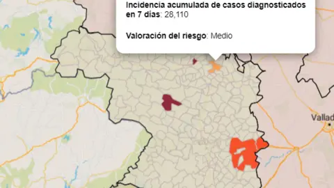 Mapa IA municipios a siete días (13 de octubre)