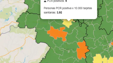 Casos activos por ZBS en la última semana (13 de octubre)