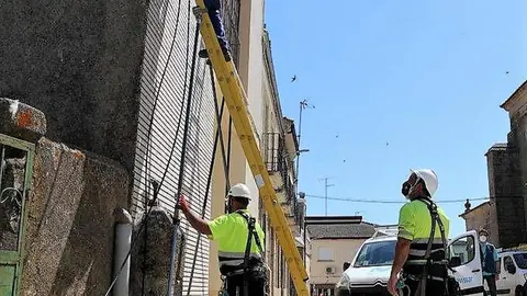 Instalando fibra óptica en un pueblo de Zamora