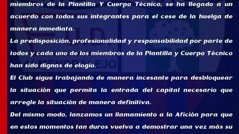 Comunicado del Extremadura UD.