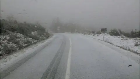 Acceso a la Laguna de los Peces, cubierto de nieve. Foto de Archivo