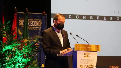Intervención De Francisco Requejo, presidente de la Diputación de Zamora en la inauguración de la III edición del Congreso Silver Economy. | FOTO: Marcos Vicente