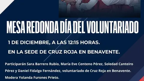 Cartel mesa redonda voluntariado benavente
