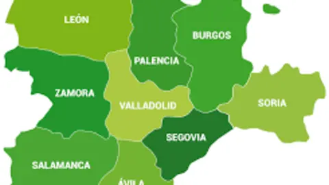 Mapa de Castilla y León.