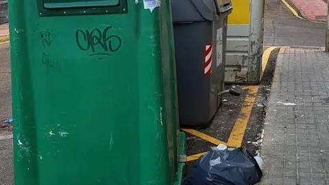 Bolsas fuera de los contenedores en Benavente