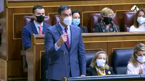 Pedro Sánchez durante la sesión de control al Gobierno