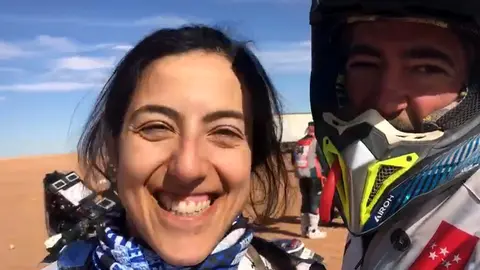 Sara García y Javi Vega en la sexta etapa del Dakar 2022.