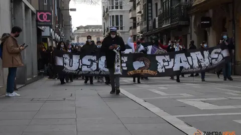Aficionados de Unionistas en pleno centro de Zamora.
