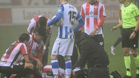 Lesión del jugador del Zamora CF, Diego Hernández ante la Real Sociedad. | FOTO: Zamora CF