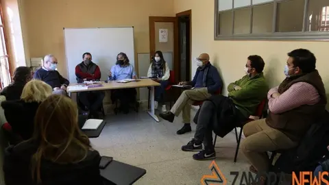 Reunión de representantes de candidatos del PSOE con UGT. Foto Marcos Vicente