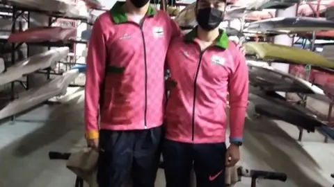 Sergio Pereda y Spa Dimitrov en el centro de Piragüismo de Zamora