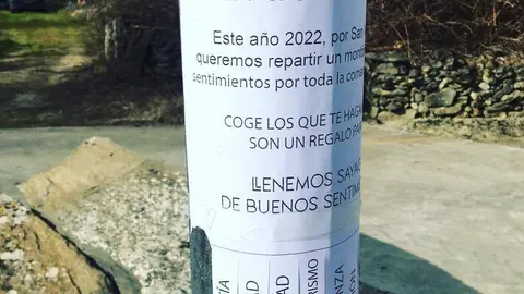 Una de las hojas repartidas por Sayago por San Valentín