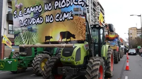 Tractor en una manifestación en Zamora
