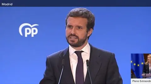 Pablo Casado durante su discurso de despedida en la Junta Directiva Nacional del Partido Popular