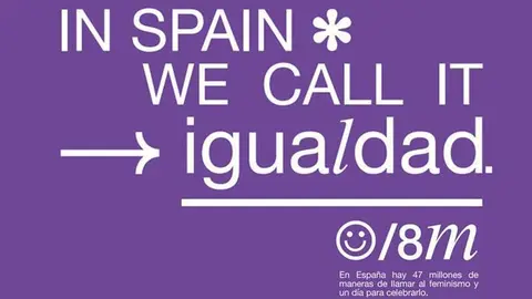 Cartel por el 8M realizado por el Ministerio de Igualdad