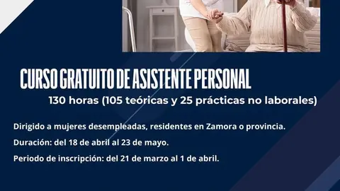 Cartel curso empleo asistente personal zamora 2022
