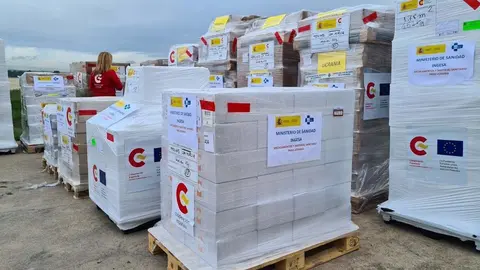 Envío material sanitario a Ucrania. Fotografía: Ministerio de Sanidad Facebook