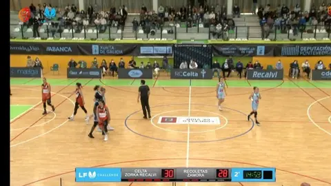 Resultado del final del segundo cuarto entre el Recoletas Zamora y el Celta