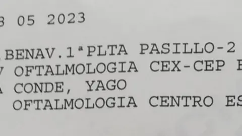 La carta con la cita para 2023