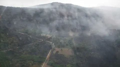 Vista del incendio desde San Pedro de las Herrerías