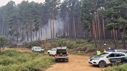 La Guardia Civil inspecciona la zona afectada por el incendio de Sierra de la Culebra. Fotografía: GC