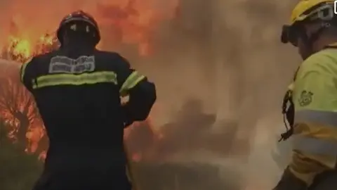Bomberos en la Sierra de la Culebra. Imagen televisión alemana