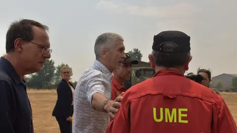El ministro del interior, Fernando Grande-Marlaska, visita el fuego en Losacio_8
