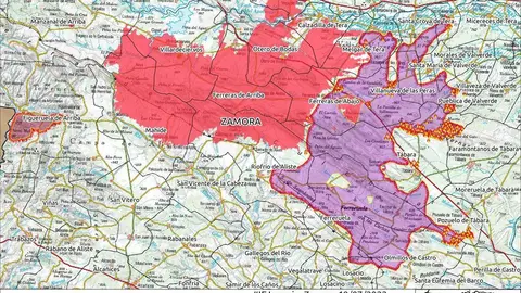 perímetro especulativo del área afectada por el incendio de Losacio. Fuente y datos: @eforestal