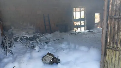 Incendio en un garaje en Villalcampo_2