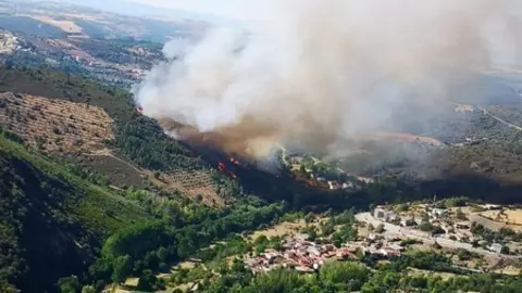 Columna de humo en San Martín del Pedroso. Foto infocyl.es
